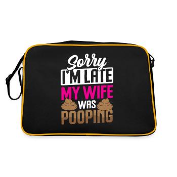 Lustige "0 Tage Seit Ich Zuletzt Gekackt - Retro Tasche - Schwarz/Gold - Hinten