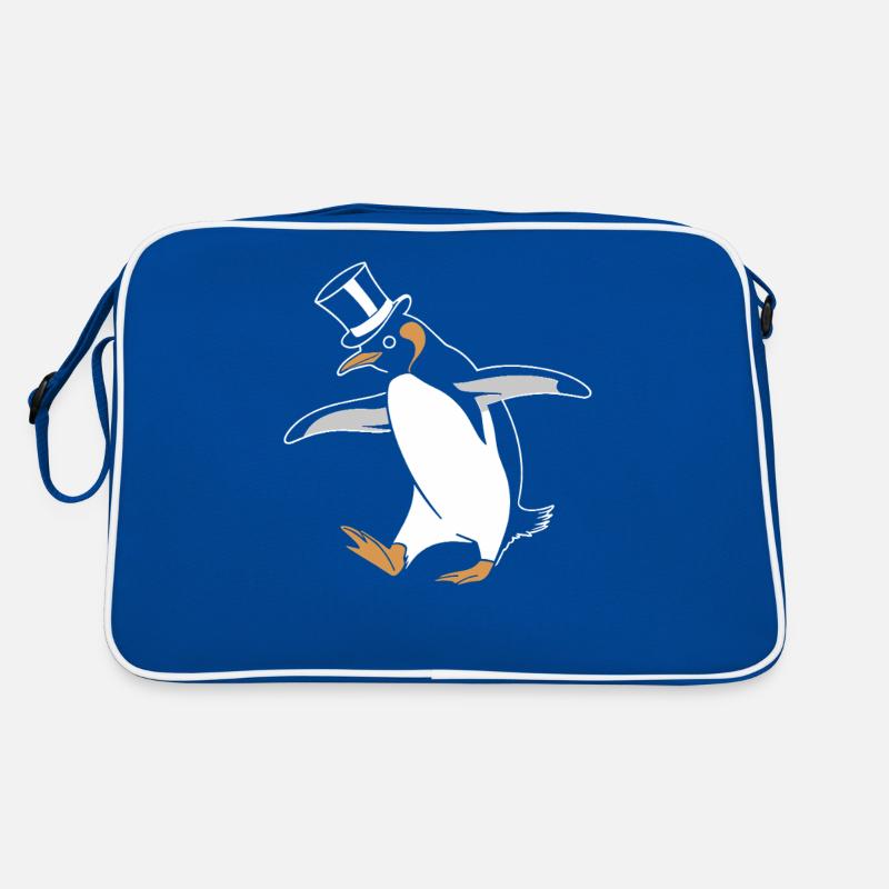 Pingouin élégant dansant joyeusement avec un chapeau haut de forme Sac Retro