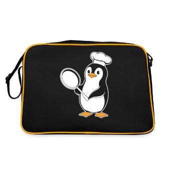 pingouin cuisinier avec casserole motif amusant - Sac Retro - noir/or - Dos