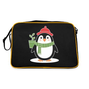 Gartenfreundlicher Pinguin für Gartenfreunde - Retro Tasche - Schwarz/Gold - Hinten
