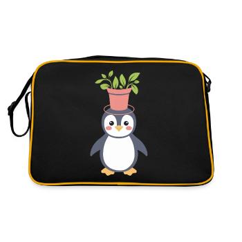 Plante amant pingouin avec pot de fleurs sur le - Sac Retro - noir/or - Dos