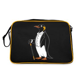 Elegant penguin in tailcoat with walking stick - Retro Bag - black/gold - Back