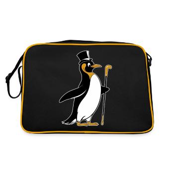 Elegant penguin with top hat and walking stick - Retro Bag - black/gold - Back