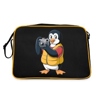 Photographe pingouin avec appareil photo - Sac Retro - noir/or - Dos