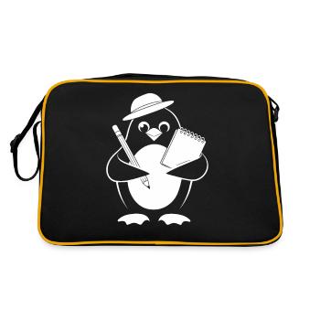 Penguin Journalist Reporter With Notebook - Retro Bag - black/gold - Back