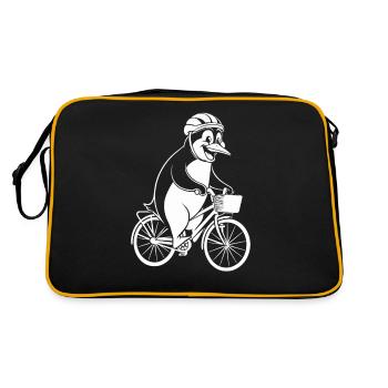 Happy Penguin on Bicycle Adventure - Retro Bag - black/gold - Back
