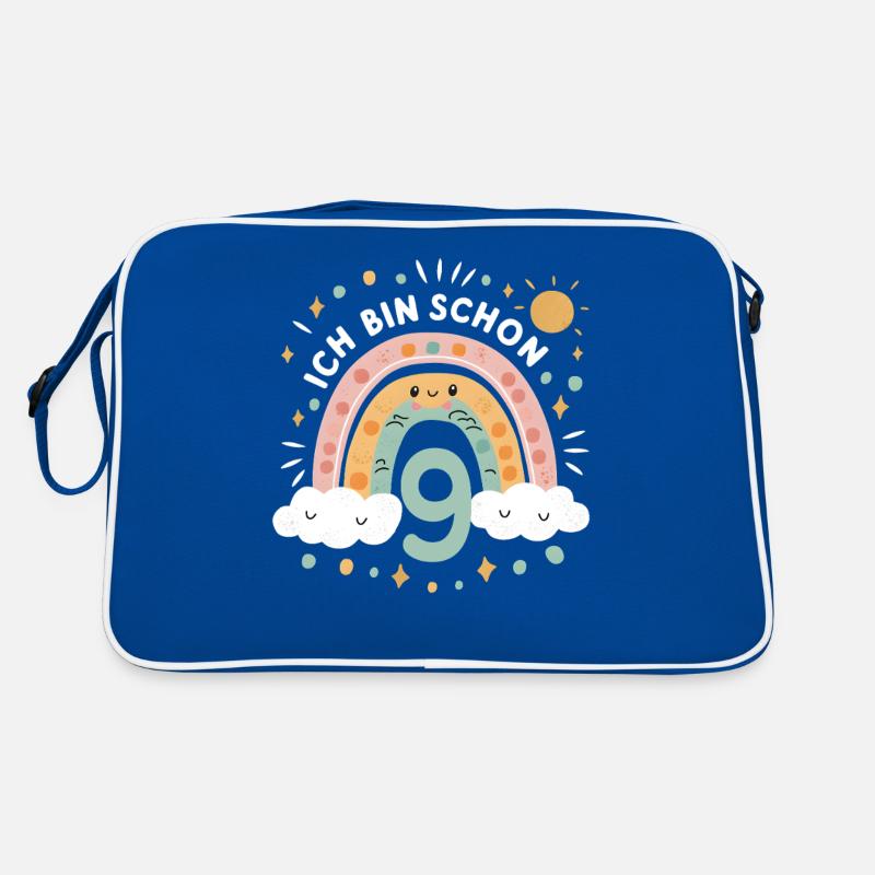 9. Geburtstag Geburtstagsshirt Regenbogen Wolke Retro Tasche