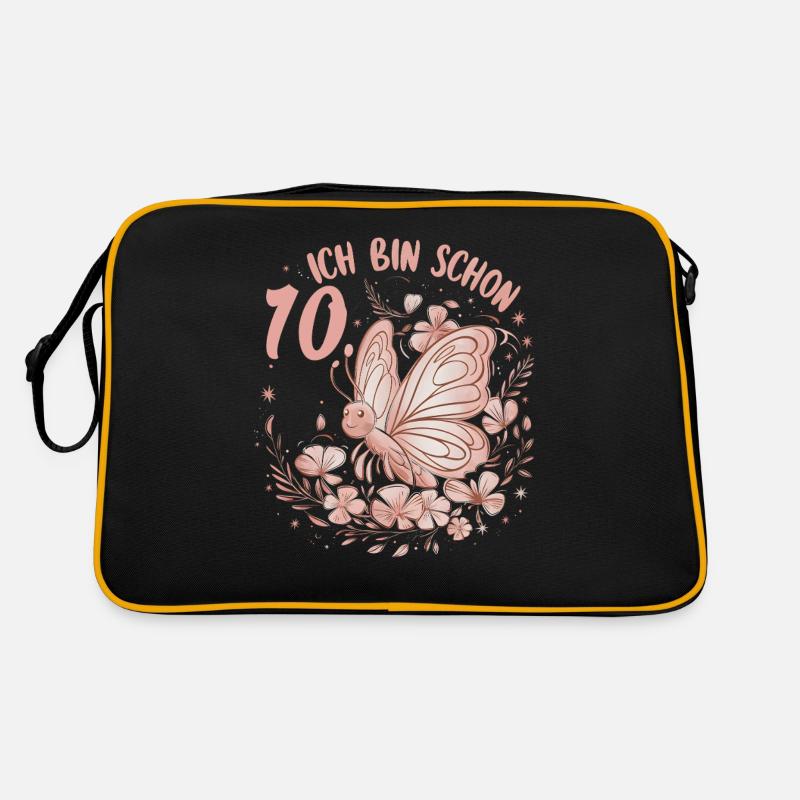 10. Geburtstag Schmetterling Kindergeburtstag - Retro Tasche - Schwarz/Gold