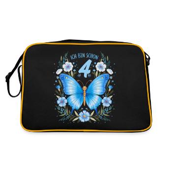 4ème anniversaire papillon fête d’anniversaire des enfants - Sac Retro - noir/or - Dos