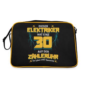 30 On The Meter Clock Electrician's Birthday - Retro Bag - black/gold - Back