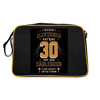 30 On The Meter Clock Electrician's Birthday - Retro Bag - black/gold - Back