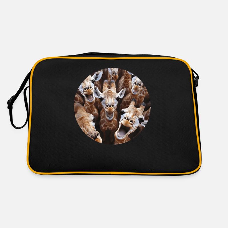 Giraffe - Retro Tasche - Schwarz/Gold