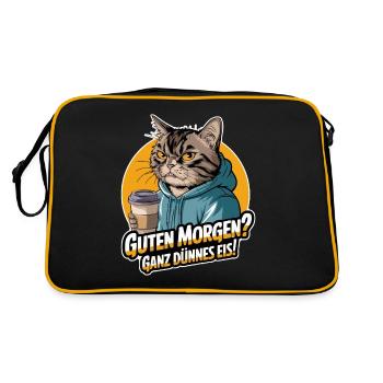 Good morning? Very thin ! Cat with coffee - Retro Bag - black/gold - Back