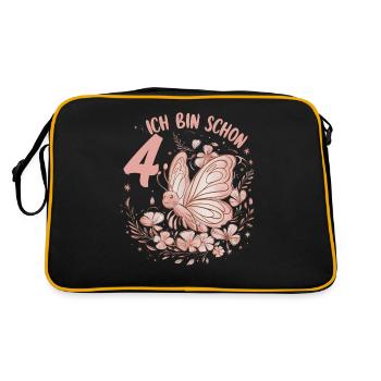 4ème anniversaire papillon fête d’anniversaire des enfants - Sac Retro - noir/or - Dos