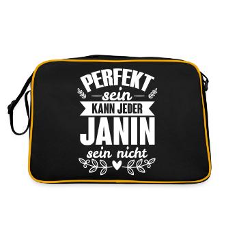 Janin - Perfekt Sein Kann Jeder Janin Sein Nicht - Retro Tasche - Schwarz/Gold - Hinten