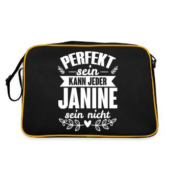 Janine - Perfekt Sein Kann Jeder Janine Sein Nicht - Retro Tasche - Schwarz/Gold - Hinten