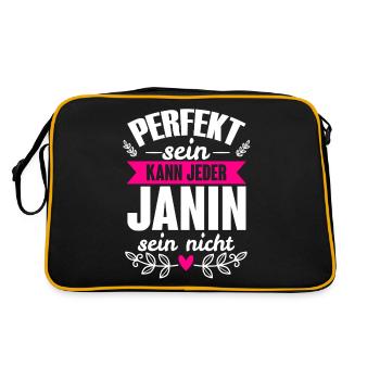 Janin - Perfekt Sein Kann Jeder Janin Sein Nicht - Retro Tasche - Schwarz/Gold - Hinten