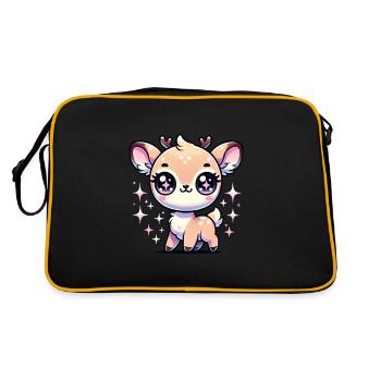 Super Cute Kawaii Baby Deer - Retro Tasche - Schwarz/Gold - Hinten