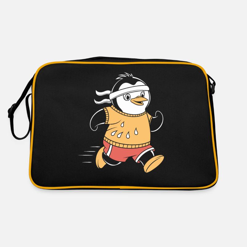 Sportlicher Pinguin Läufer Illustration Retro Tasche