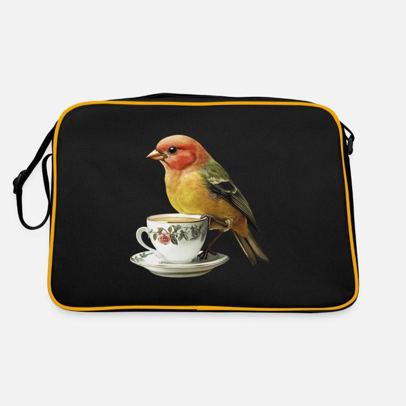 Finch Bird Kaffee - Retro Tasche - Schwarz/Gold