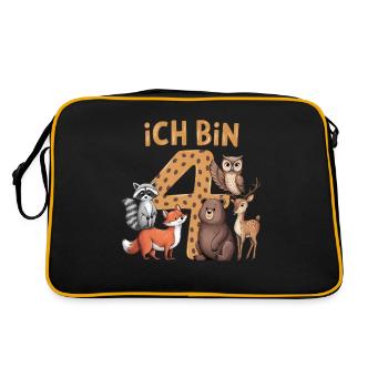 4th Birthday 4 Years Forest Animals Forest Animals - Retro Bag - black/gold - Back