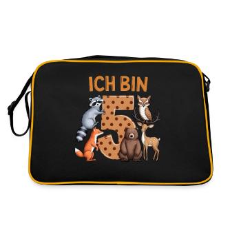 5th Birthday 5 Years Forest Animals Forest Animals - Retro Bag - black/gold - Back