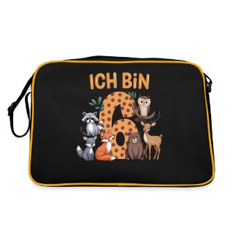 6th Birthday 6 Years Forest Animals Forest Animals - Retro Bag - black/gold - Back