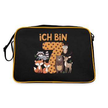 7th Birthday 7 Years Forest Animals Forest Animals - Retro Bag - black/gold - Back