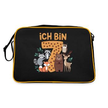 7th Birthday 7 Years Forest Animals Forest Animals - Retro Bag - black/gold - Back