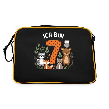 7th Birthday 7 Years Forest Animals Forest Animals - Retro Bag - black/gold - Back