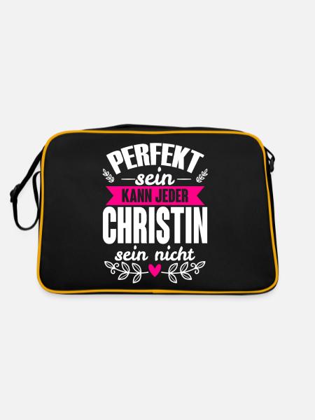 Christin - Perfekt Sein Kann Jeder Christin Nicht - Retro Tasche - Schwarz/Gold - Hinten