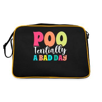Funny Cooped Mir Badezimmer meme - Retro Tasche - Schwarz/Gold - Hinten