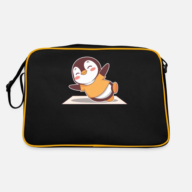 Fröhlicher Pinguin Yoga Übung Freude Retro Tasche