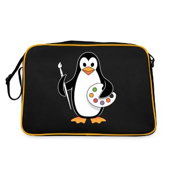 Creative Penguin Artist Fun - Retro Bag - black/gold - Back