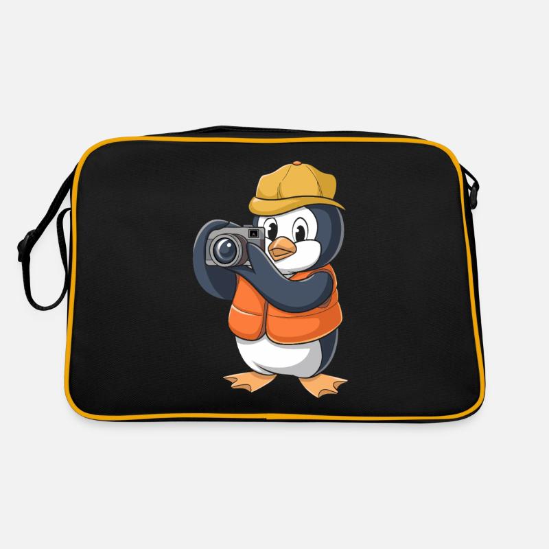 Fotografierender Pinguin Mit Kamera Retro Tasche