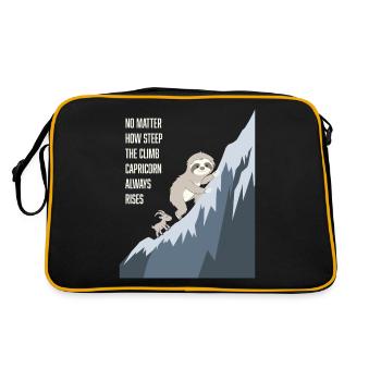 Steiler Anstieg Steinbock Faultier Immer Steigt - Retro Tasche - Schwarz/Gold - Hinten