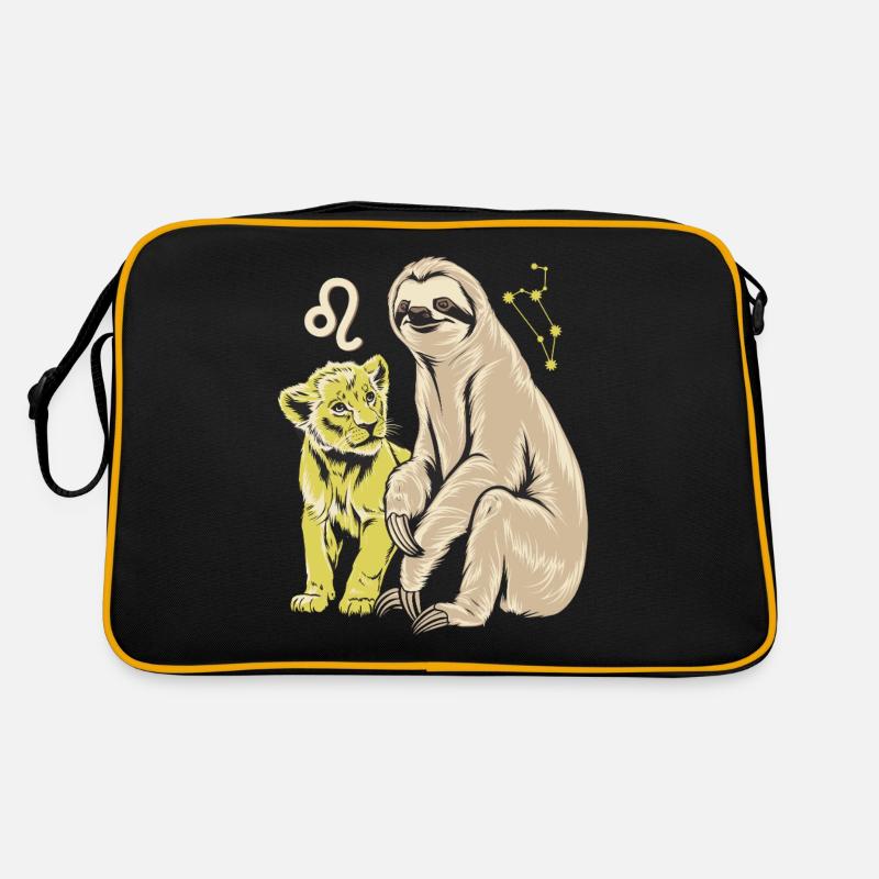 Löwe Sternzeichen Faultier Abenteuer mit Löwe Retro Tasche