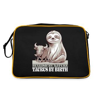 Stier Sternzeichen Faultier - Retro Tasche - Schwarz/Gold - Hinten