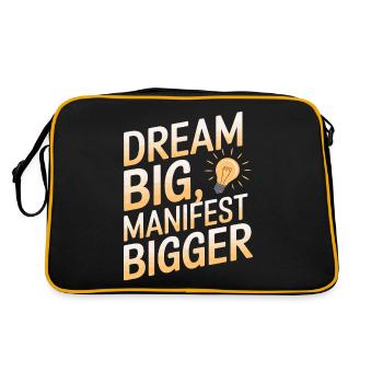 Dream big, manifest bigger Saying - Retro Bag - black/gold - Back