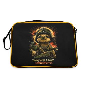 Funny Sloth Meme Stomach Ache - Retro Bag - black/gold - Back