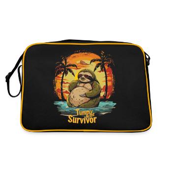 Funny Sloth Meme Stomach Ache - Retro Bag - black/gold - Back