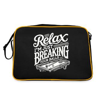 Entspann dich, ich brech dir nur die Eier - Retro Tasche - Schwarz/Gold - Hinten