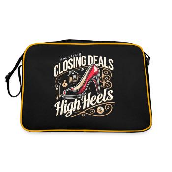 Geschäftsabschlüsse in High Heels - Retro Tasche - Schwarz/Gold - Hinten