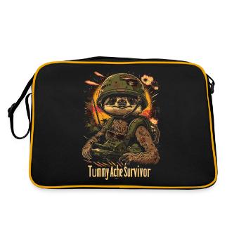 Funny Sloth Meme Stomach Ache - Retro Bag - black/gold - Back
