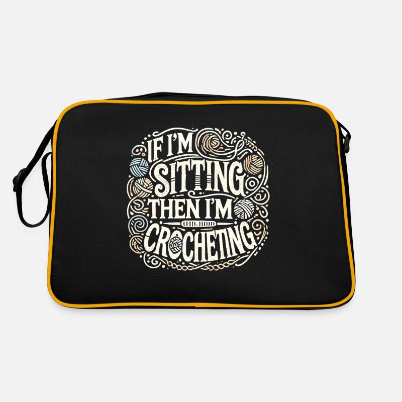 Wenn ich sitze, dann häkle ich Retro Tasche