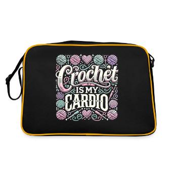Häkeln ist mein Fitnessprogramm - Retro Tasche - Schwarz/Gold - Hinten
