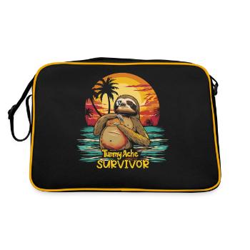 Funny Sloth Meme Stomach Ache - Retro Bag - black/gold - Back