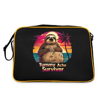 Funny Sloth Meme Stomach Ache - Retro Bag - black/gold - Back