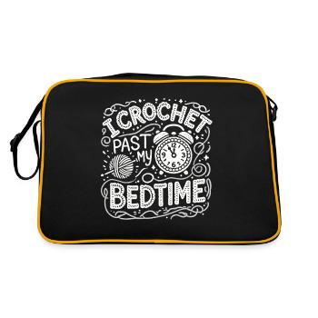 Ich häkle nach der Schlafenszeit - Retro Tasche - Schwarz/Gold - Hinten