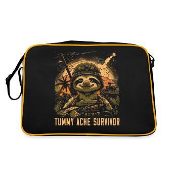 Funny Sloth Meme Stomach Ache - Retro Bag - black/gold - Back